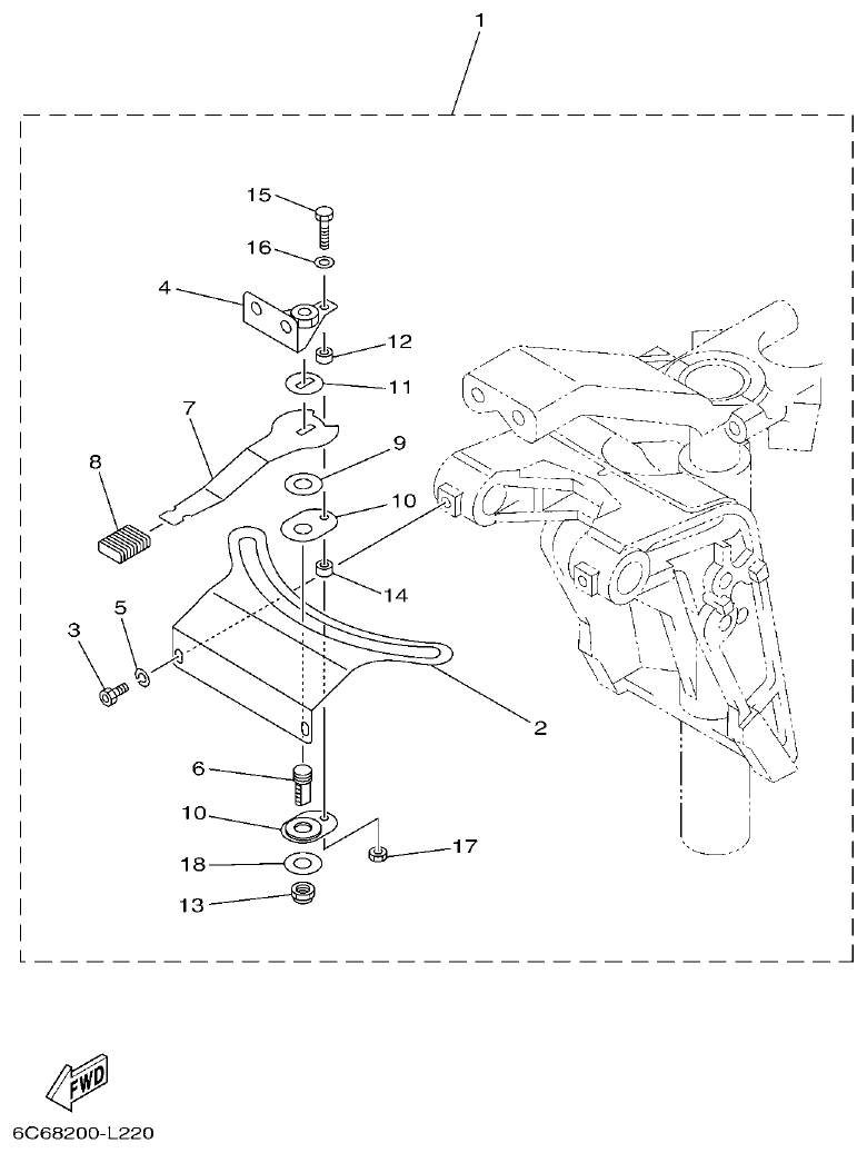Yamaha F50HET, F60FET, F50HEHD, F60FEHT STEERING FRICTION parts diagram